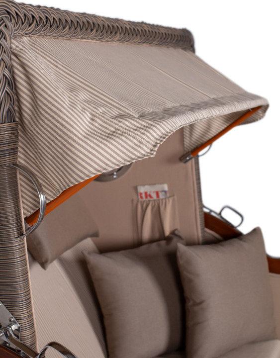 Strandkorb Rantum Bullauge Mahagoni PE Grey Dessin 510 Grau